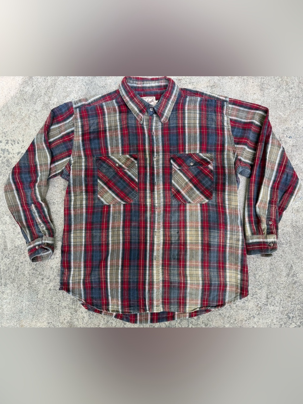 Vintage 90s Woolrich Red/Tan/Grey Plaid Casual Button-Down Shirt Sz XL